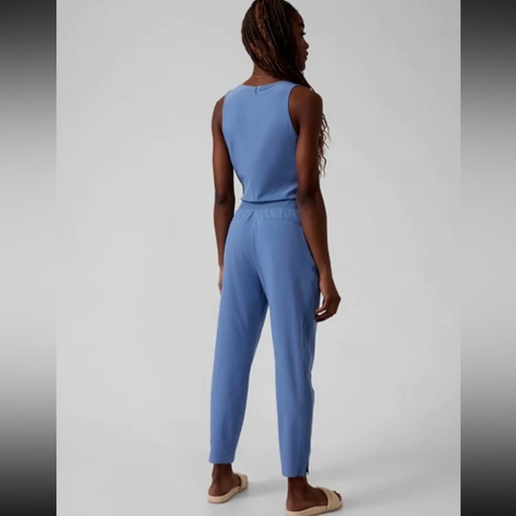 Athleta 8 (Medium) Brooklyn Jumpsuit, Cottage Blue Pants City Long Romper - Picture 2 of 16